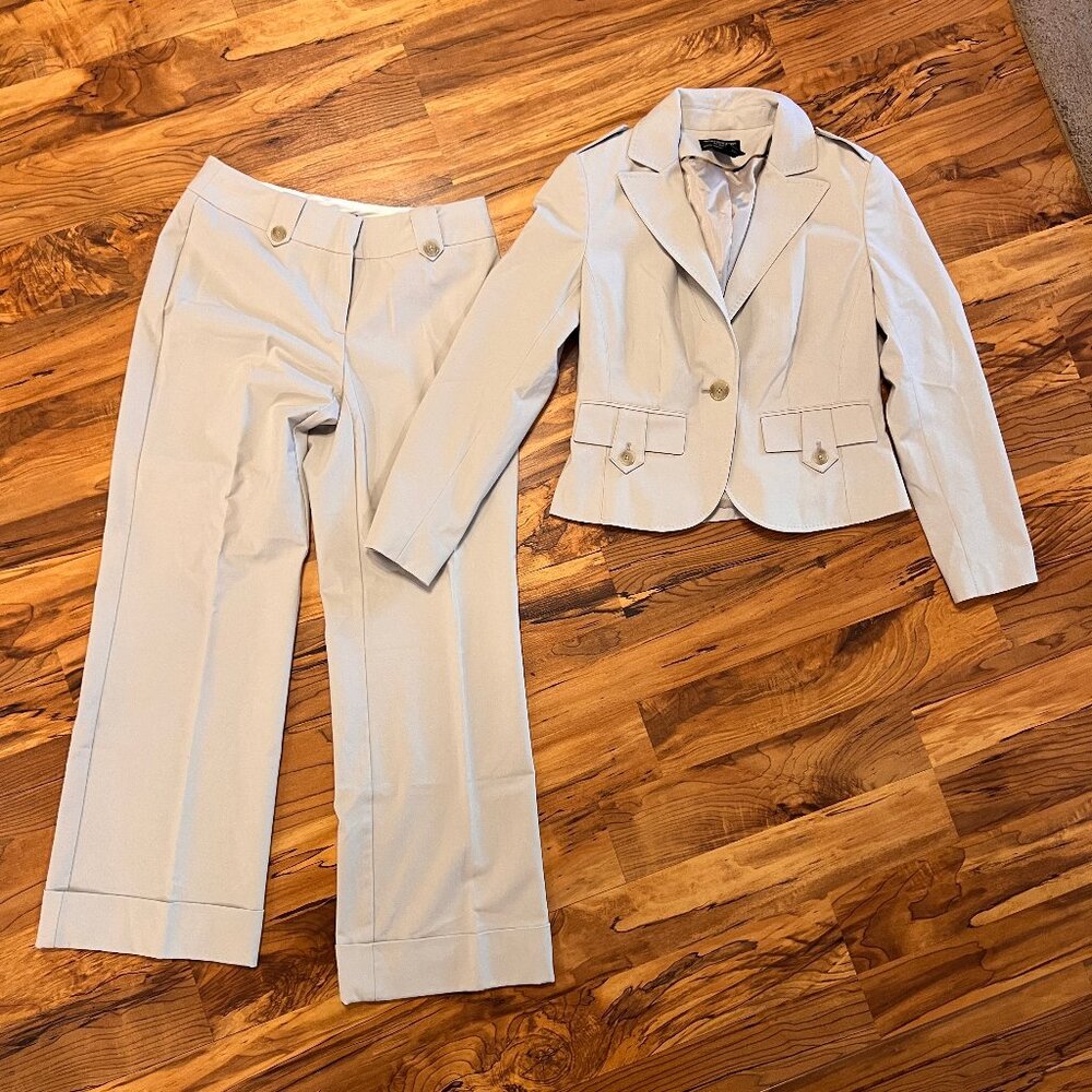 Womens Worthington Works Tan Pant Suit Size 4P Petite